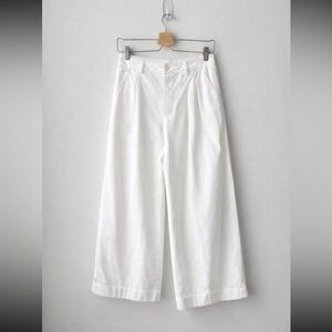 White Wide Leg Pants High Waist Pleated Minimalist Korean Style Medium